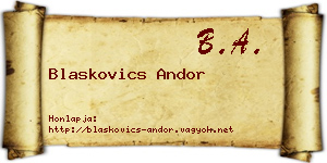 Blaskovics Andor névjegykártya